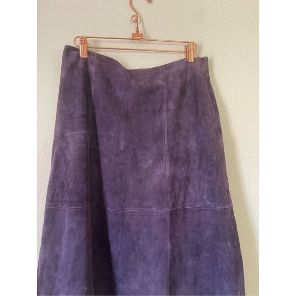 Eileen fisher 100% goat suede purple skirt size xs - Picture 4 of 8